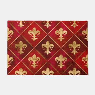 Tapete Padrão Fleur-de-lis vermelho luxuoso