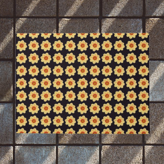 Tapete Padrão Floral Amarelo Dahlia em Preto