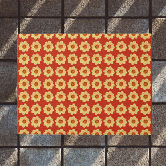 Tapete Padrão Floral Amarelo Dahlia em Vermelho