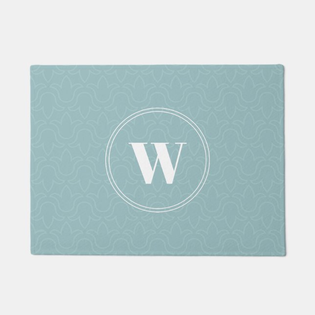 Tapete Padrão floral discreto azul claro monograma azul (Frente)