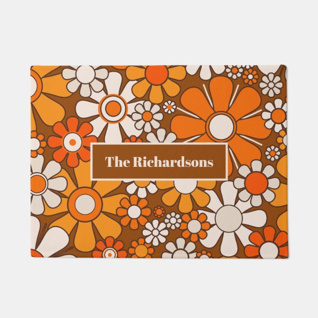 Tapete Padrão Floral do Groovy Retro 70s Personalizado (Frente)