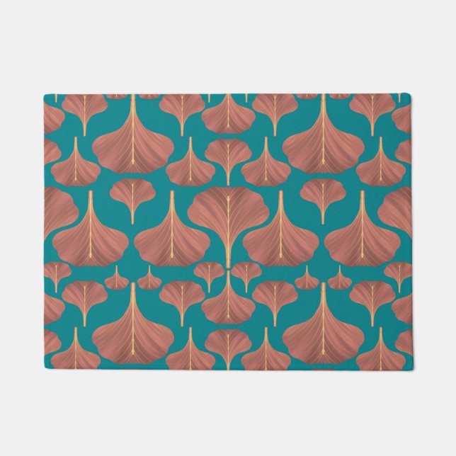 Tapete Padrão Floral em Verde Azul Esverdeado Ginkgo Vint (Frente)
