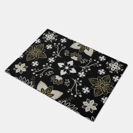 Tapete Padrão floral preto e branco ornamentado