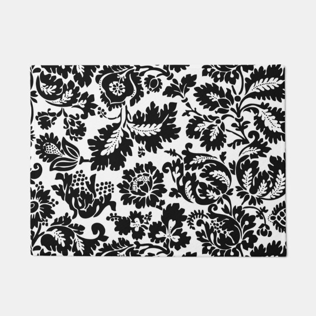 Tapete Padrão Floral Veneziano Preto e Branco de William  (Frente)