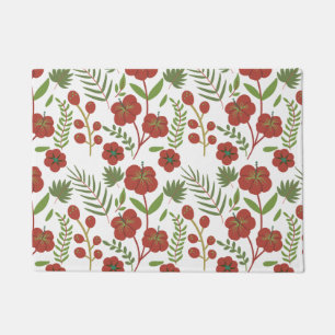 Tapete Padrão floral vermelho sem costura sobre fundo bra
