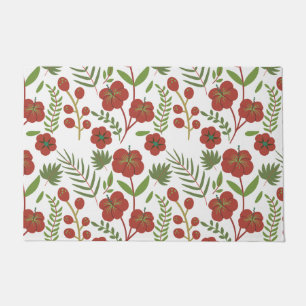 Tapete Padrão floral vermelho sem costura sobre fundo bra