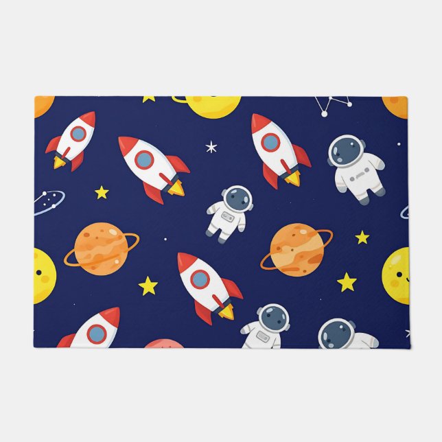 Tapete Padrão Fofo de Explorador Espacial Infantil (Frente)