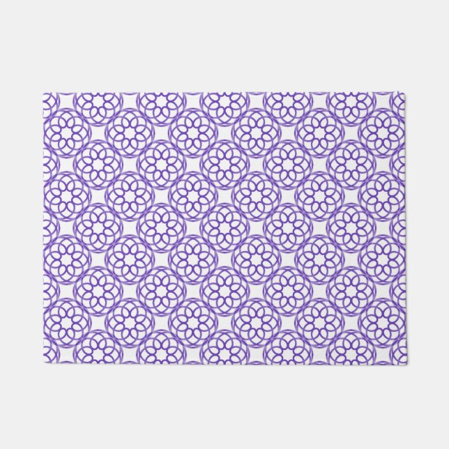 Tapete Padrão Geométrico Branco Roxo Sem Olhos (Frente)