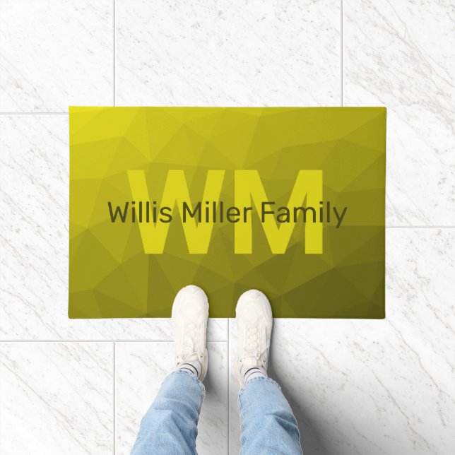 Tapete Padrão geométrico do gradiente amarelo Monograma (Interior)