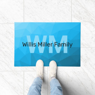 Tapete Padrão geométrico do gradiente ciano azul Monogram