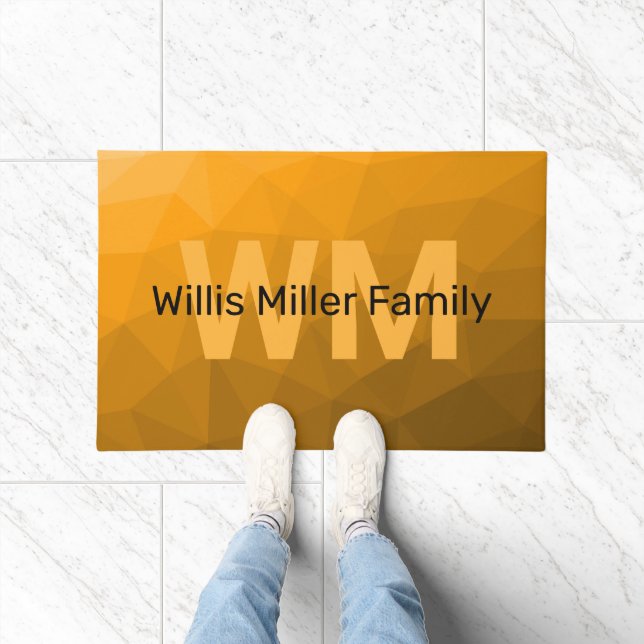 Tapete Padrão geométrico do gradiente laranja Monograma (Interior)