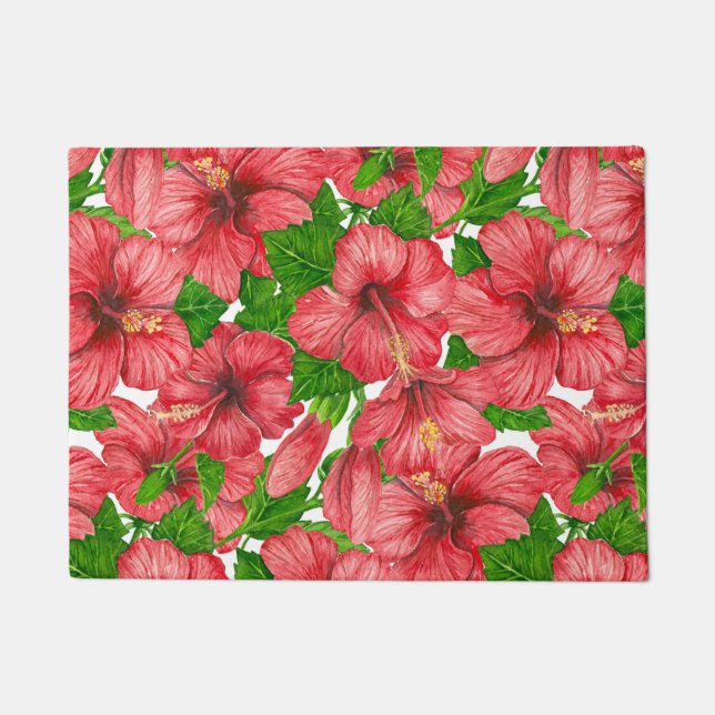 Tapete Padrão hibiscus vermelho II (Frente)