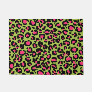 Tapete Padrão-leopardo em framboesa no Verde limão