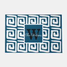 Padrão marinho azul-grego monograma moderno