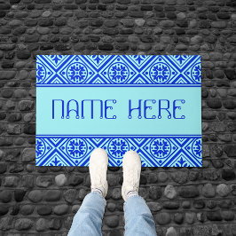 Tapete Padrão Moderno de Aqua e Royal Blue Custom Name