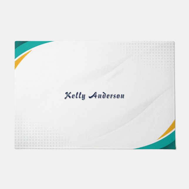 Tapete Padrão Moderno Verde e Amarelo com Sinal Personali (Frente)