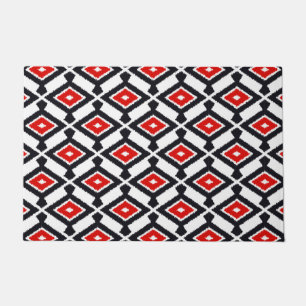Tapete Padrão Navajo Ikat, vermelho escuro, preto e branc