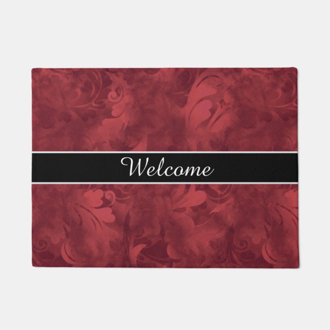 Tapete Padrão Personalizável De Pena Vermelha De Boas-Vin (Frente)