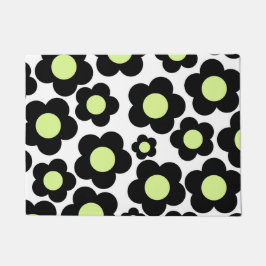 Tapete Padrão Preto de Flor de Hippie Verde Neon