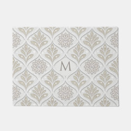 Tapete Padrão Quatrefoil Bege e Branco Brilhante