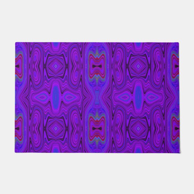 Tapete Padrão Retro Abstrato Roxo e Azul Real (Frente)