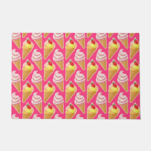 Tapete Padrão rosa Kawaii com sorvete de morango