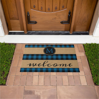 Tapete Padrão Rustic Blue Buffalo Check Xadrez