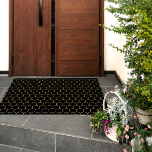 Tapete Padrão simples e elegante de colmeia preto