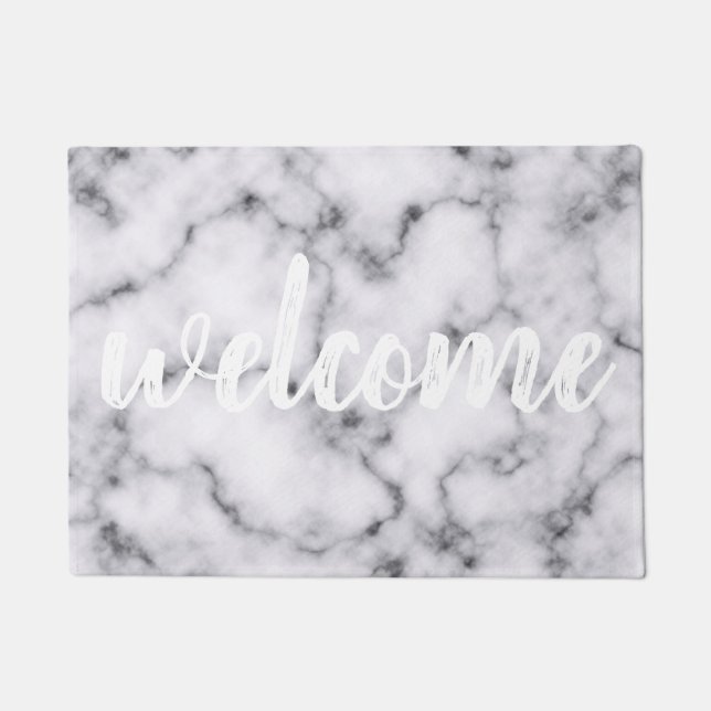 Tapete Padrão Simples Moderno de Pedra Branca de Mármaco  (Frente)