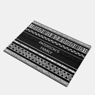 Tapete Padrão Tribal Negro Moderno