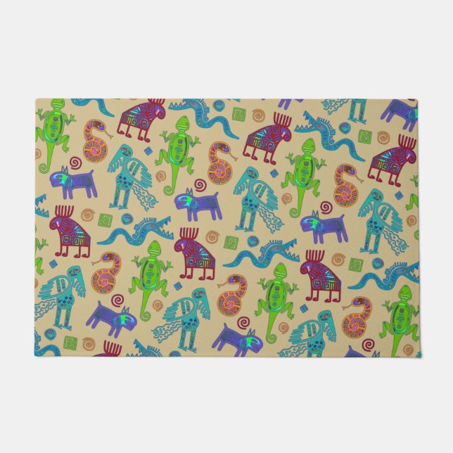 Tapete Padrão Tribal Primitivo da Cultura Mexicana Africa (Frente)