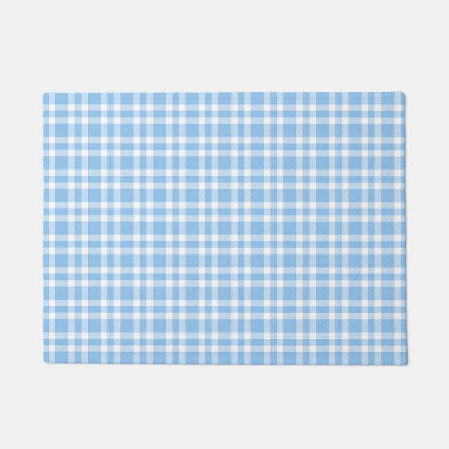 Tapete Padrão Xadrez Azul Branco (Frente)