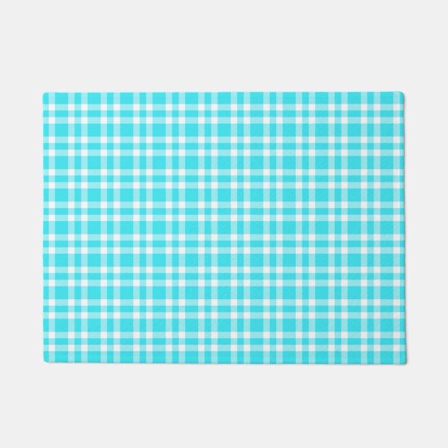 Tapete Padrão Xadrez Azul Branco (Frente)