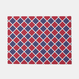 Tapete Padrão Xadrez Diamante Arlequim Vermelho Azul Bran