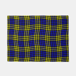 Tapete Padrão Xadrez Quadriculado Azul Amarelo Sem Costur