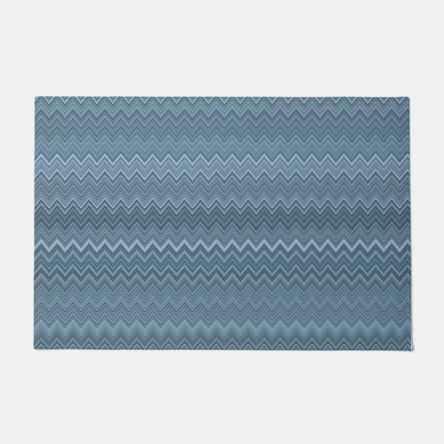 Tapete Padrão Zigzag da Cinza Azul (Frente)