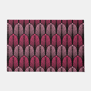 Tapete Padrões de pena de Art Deco, Fuchsia Pink e Black