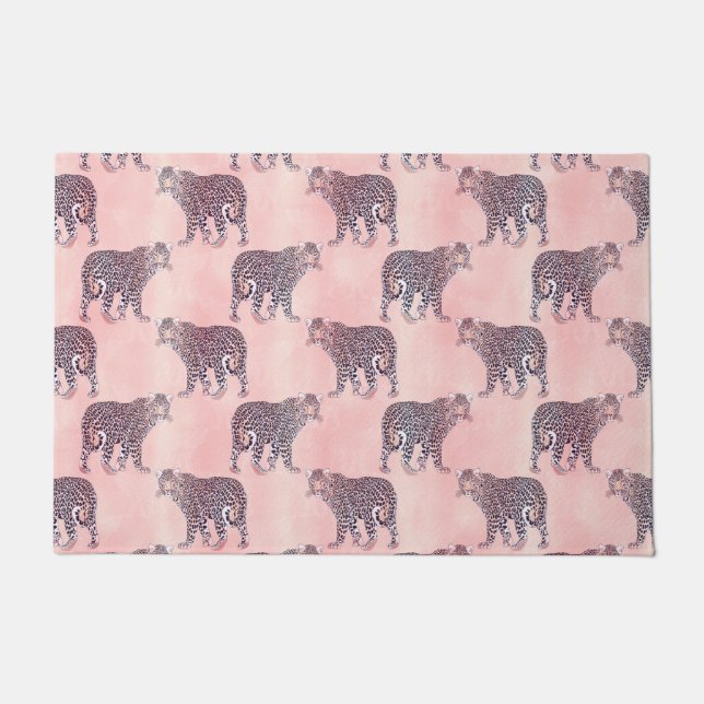 Tapete Padrões modernos para animais-leopardo cor-de-rosa (Frente)