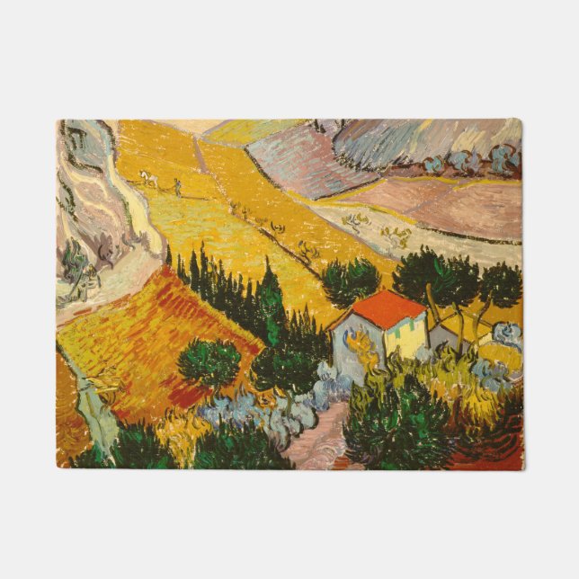 Tapete Paisagem com House e Ploughma Vincent van Gogh (Frente)