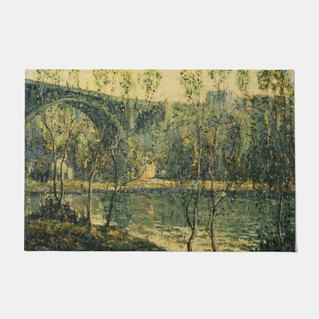 Tapete Paisagem com Rio e Ponte: Primavera Morning (Frente)