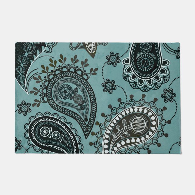 Tapete paisley azul-teal escuro (Frente)