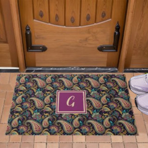 Tapete Paisley Vintage Paisley Olhe preto roxo Monograma
