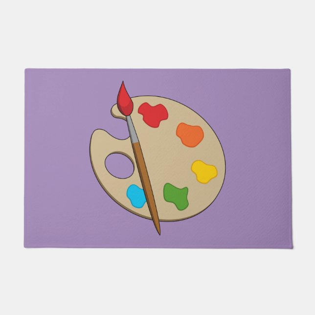 Tapete Paleta de Artista com Pincel de Pintura (Frente)