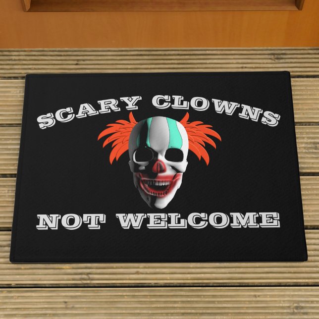 Tapete Palhaços Assustadores Não Bem-Vindos à Doormat do  (Clowns are not welcome at your door. This doormat will turn them away)