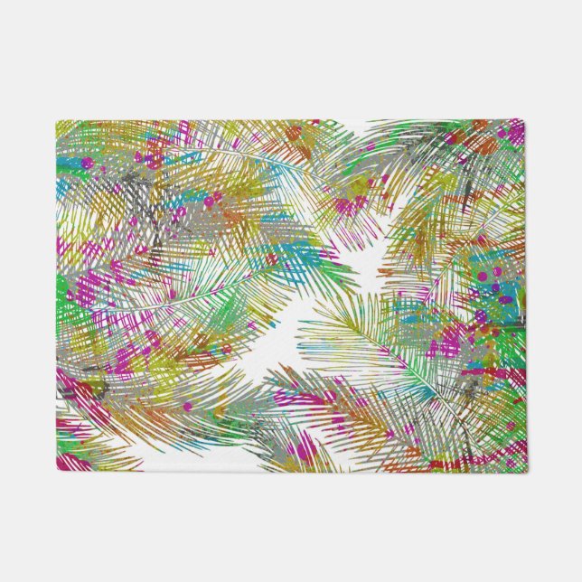 Tapete Palma pintado mão da aguarela verde marrom na moda (Frente)