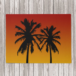 Tapete Palmeiras tropicais Silhouette Red Orange Sunset