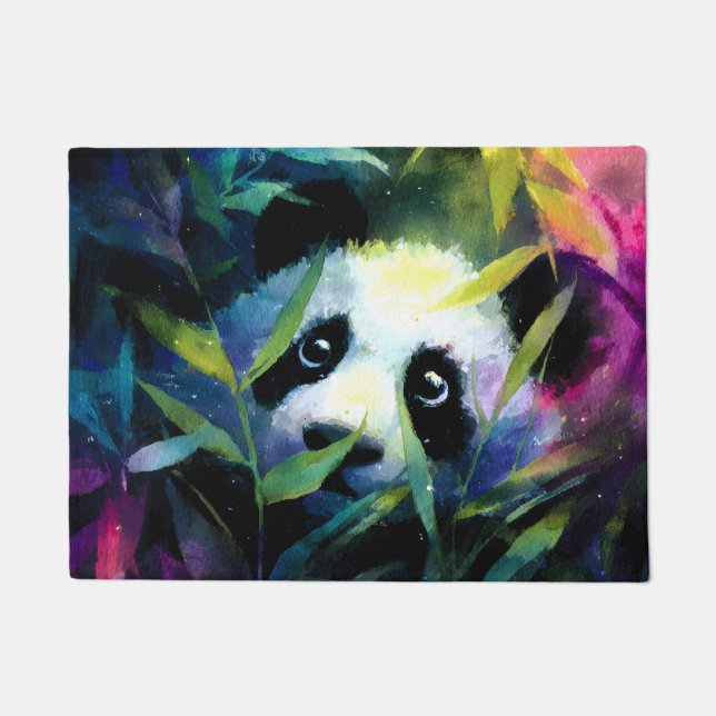 Tapete Panda Peeking Bamboo Watercolor (Frente)