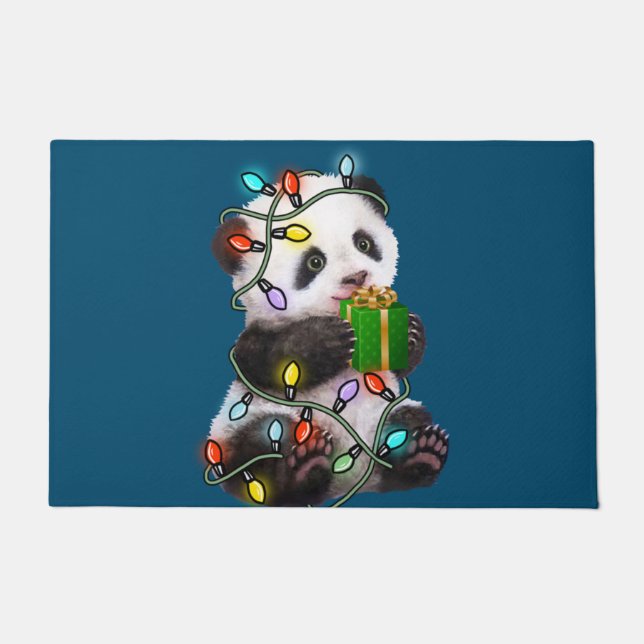 Tapete Panda Tree Christmas Lights Xmas For Pet Lover (Frente)