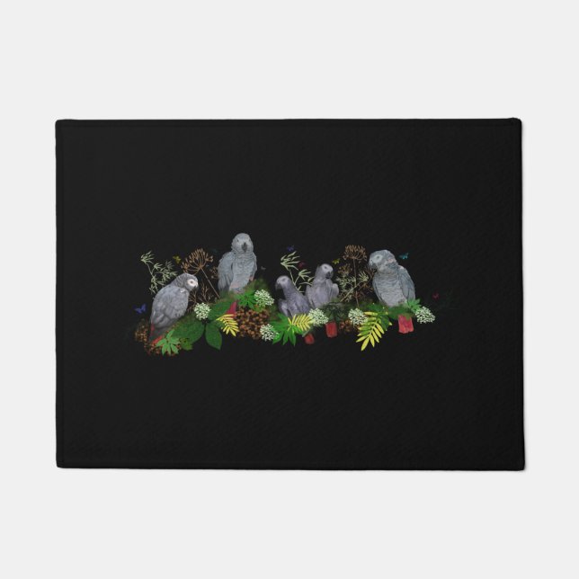 Tapete Papagaio do Partido da Cinza Africano (Preto) (Frente)