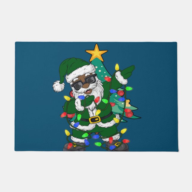 Tapete Papai Noel Afro-Americano Feio Natal Pajama (Frente)